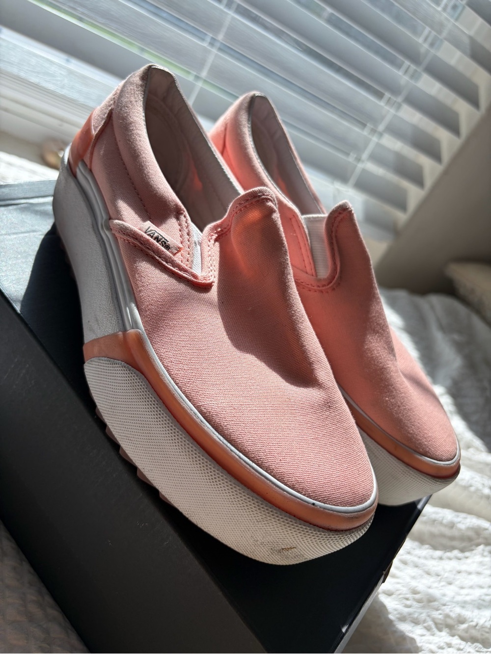 Vans Slip-On Platform Sneakers in Coral Pink